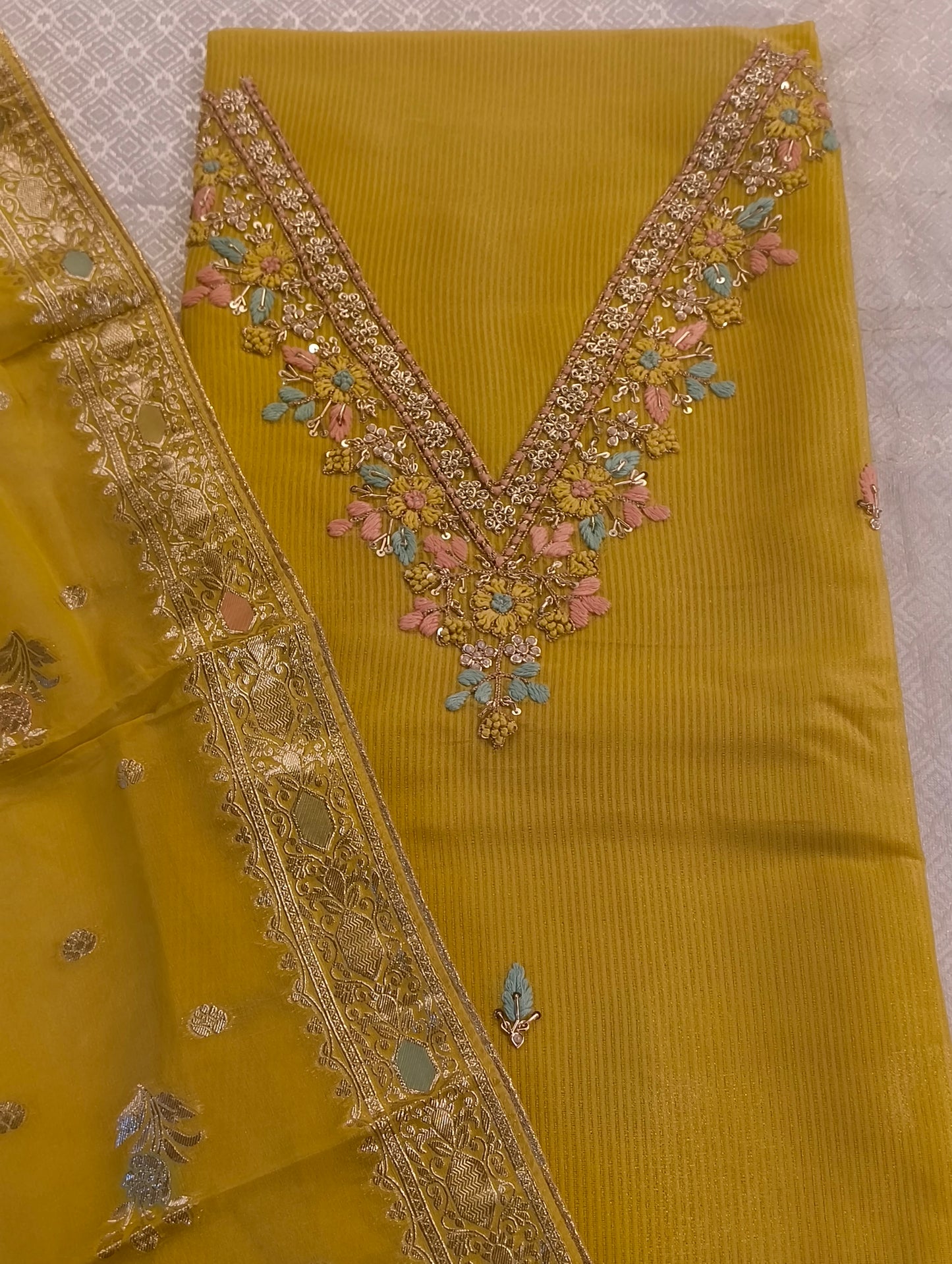 TISSUE SILK WITH HAND EMBROIDERY