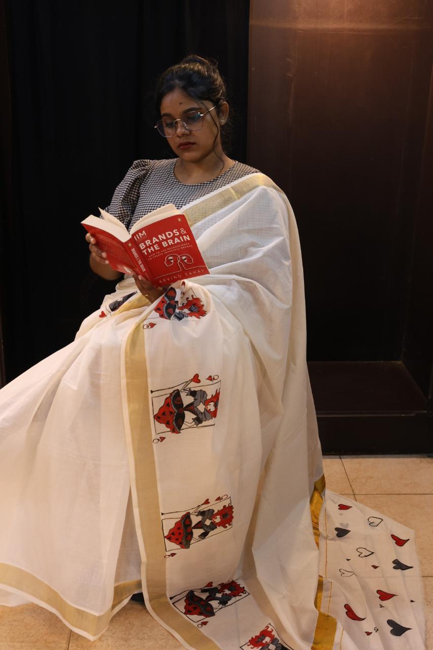 Hand painted cotton saree