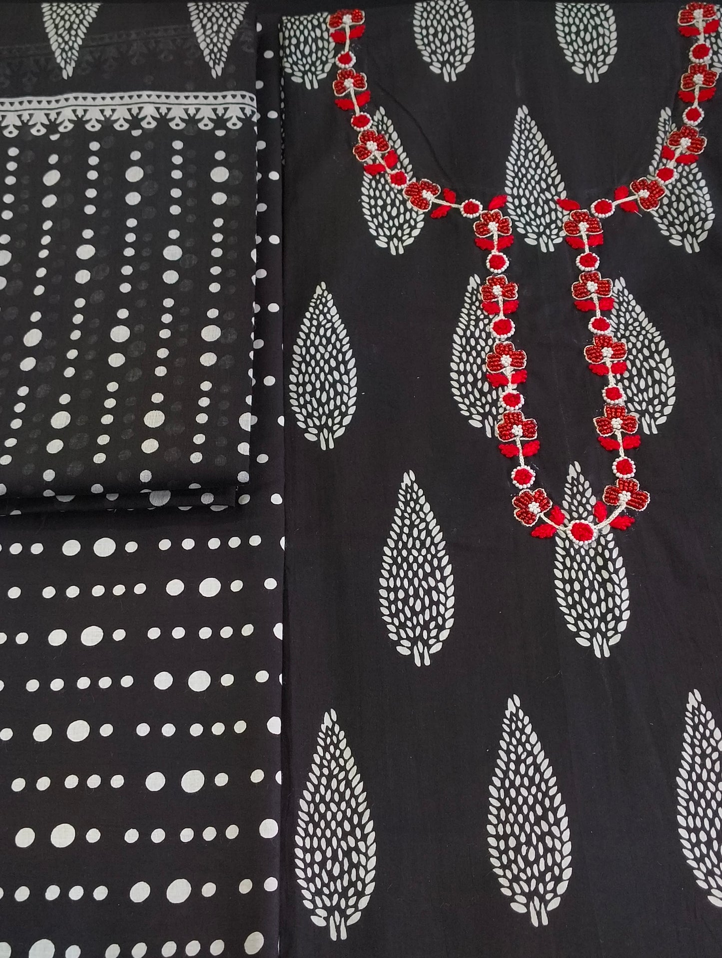 Cotton material with hand embroidery