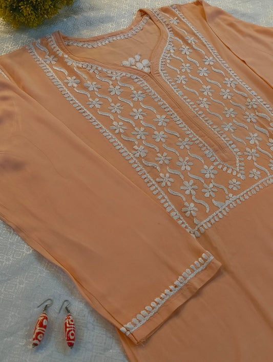 SOFT COTTON CHIKANKARI KURTI