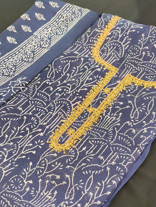 Chanderi material with hand embroidery