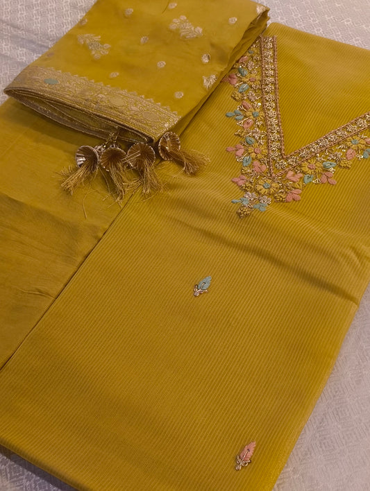 TISSUE SILK WITH HAND EMBROIDERY