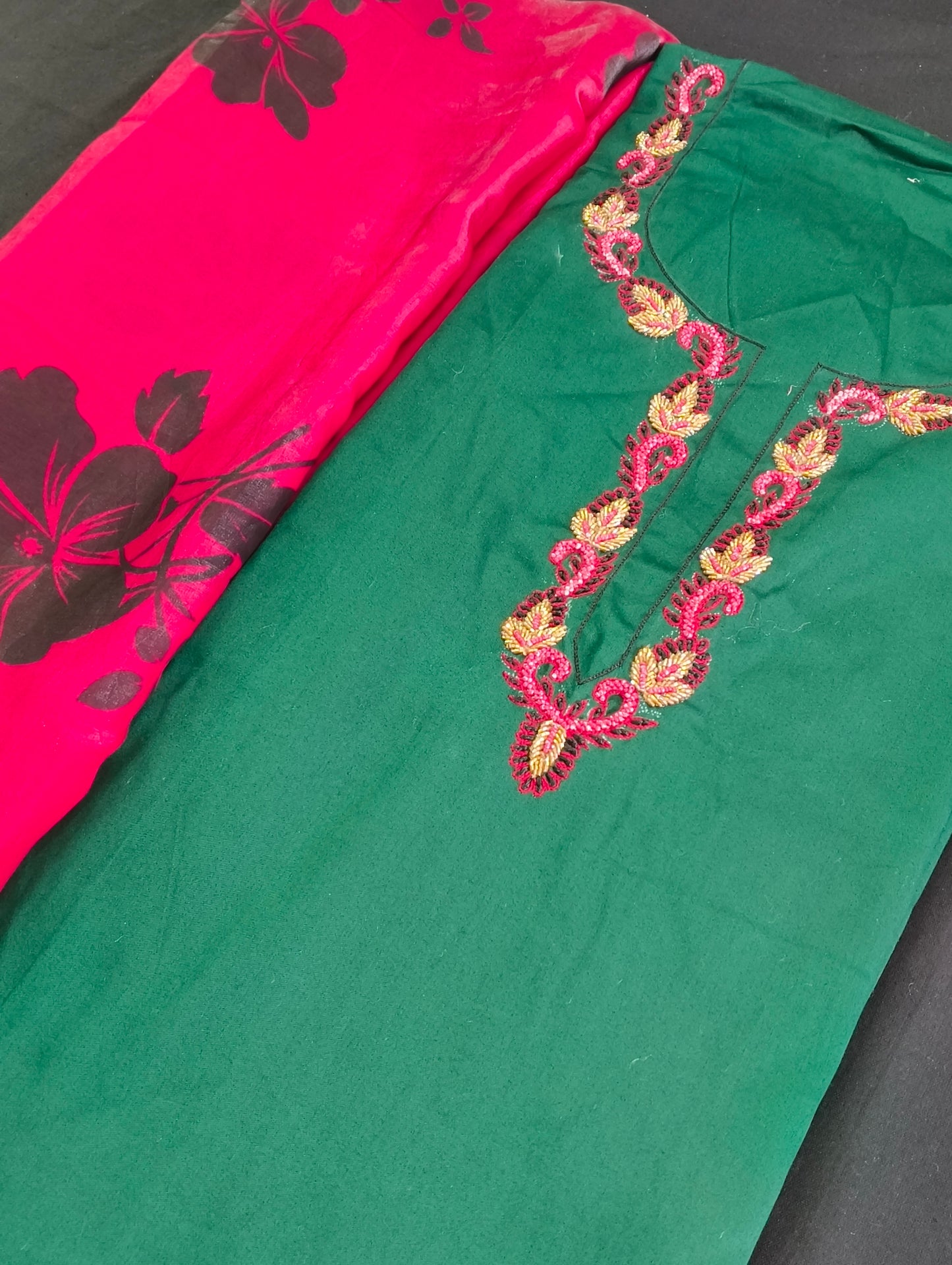 Cotton material with hand embroidery
