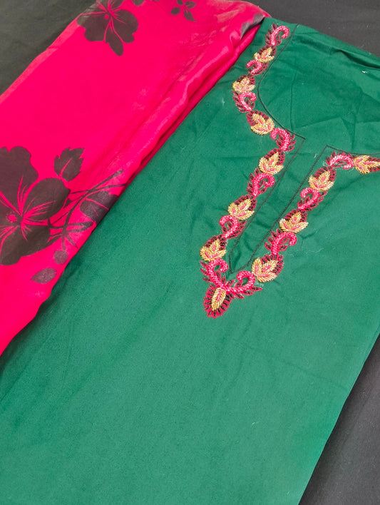 Cotton material with hand embroidery