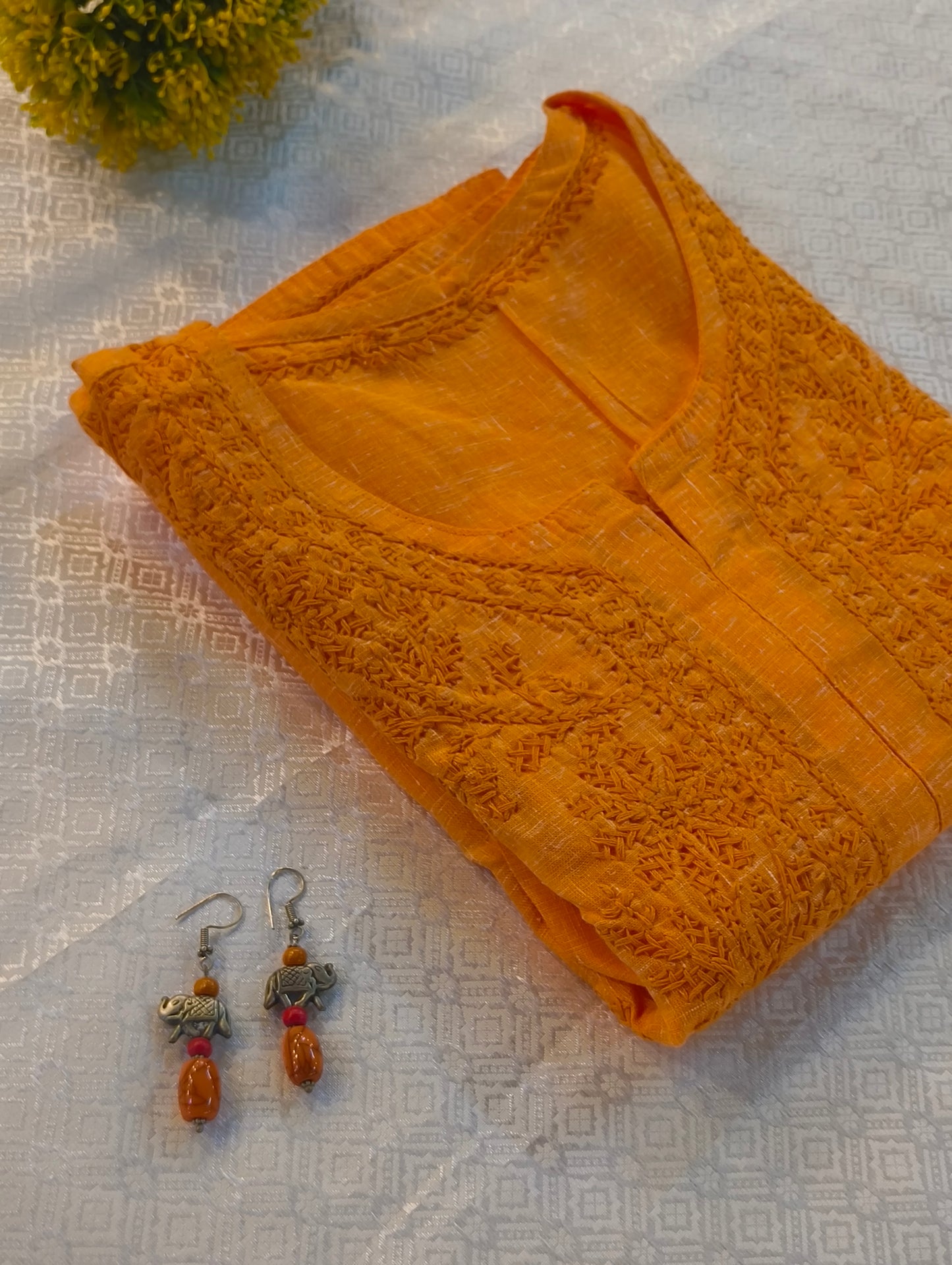 Raw cotton chickenkari kurti