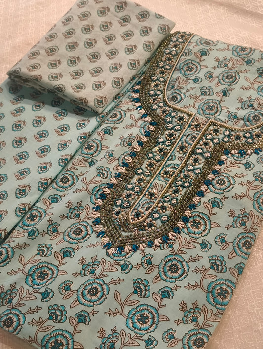COTTON MATERIAL WITH HAND EMBROIDERY