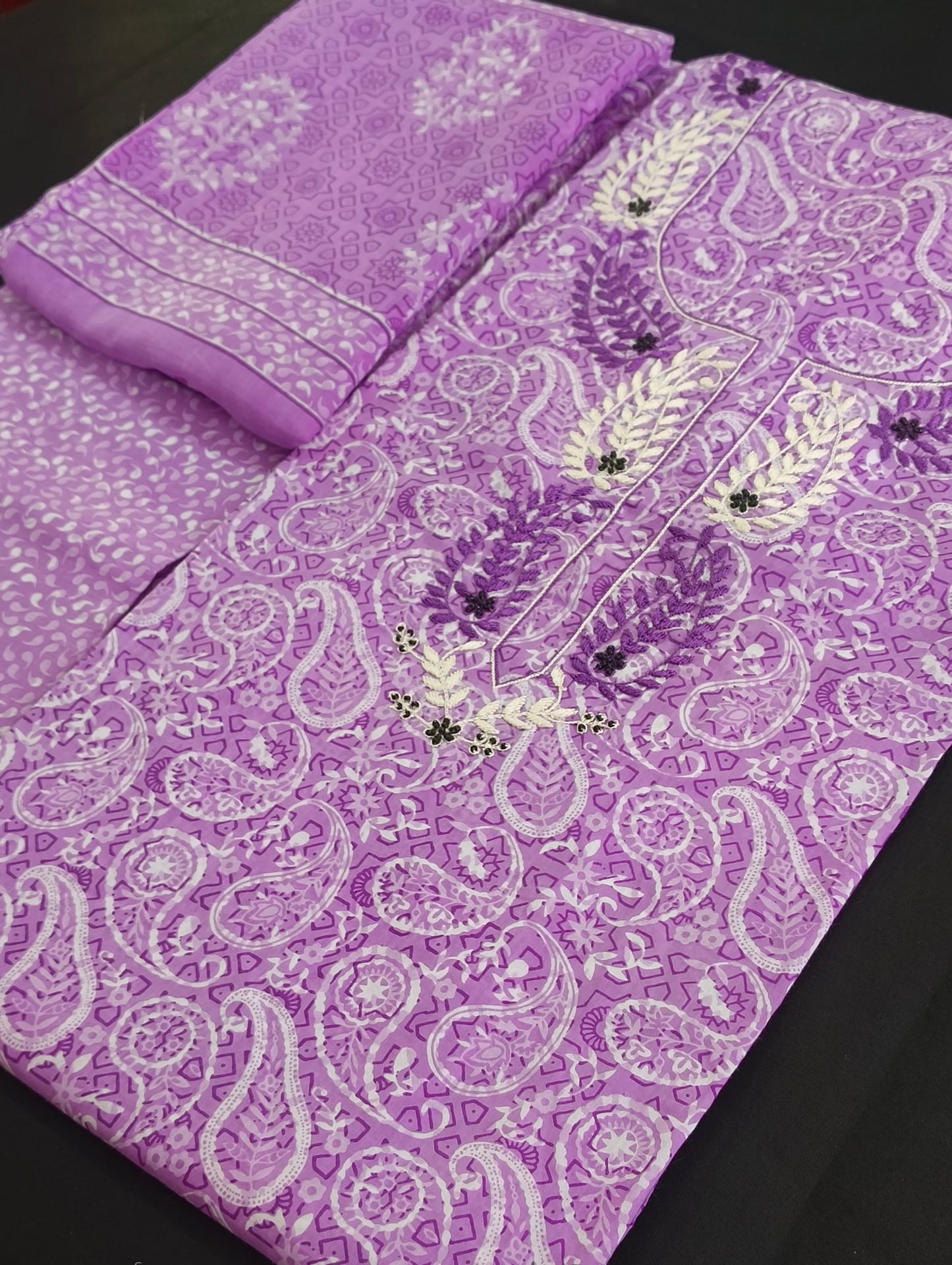 Cotton material with embroidery