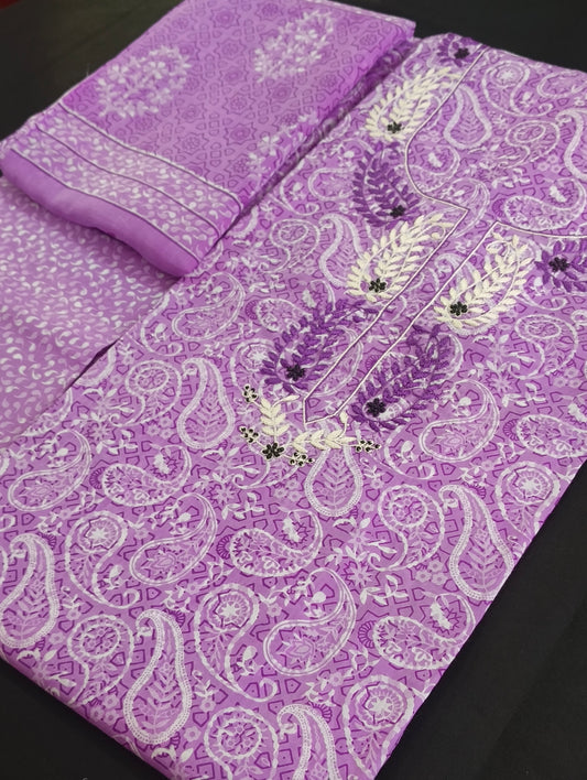 Cotton material with embroidery