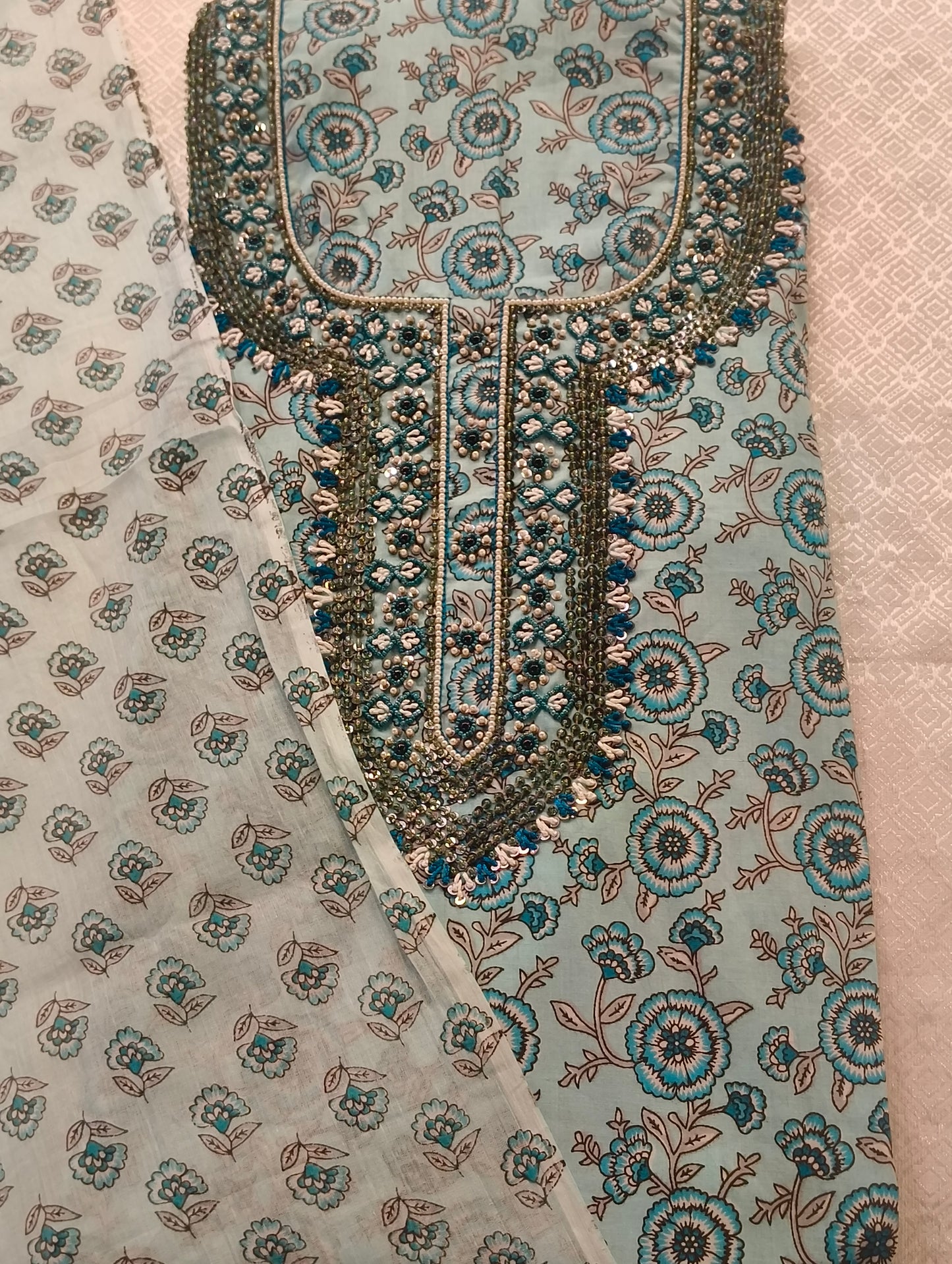 COTTON MATERIAL WITH HAND EMBROIDERY