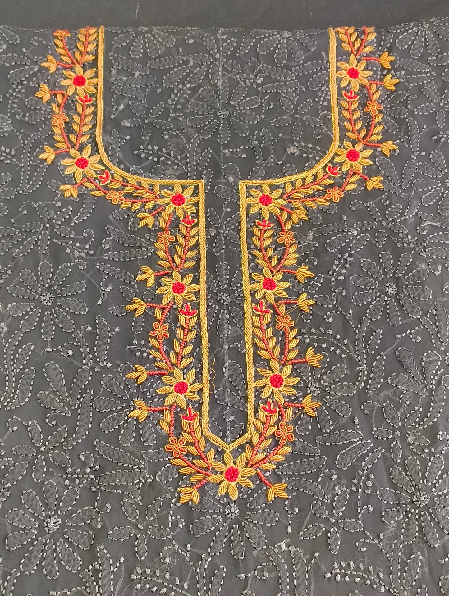 Chikankari material with hand embroidery