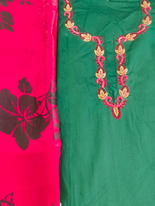 Cotton material with hand embroidery