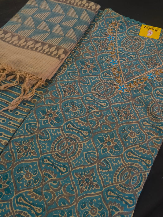 Cotton material with hand embroidery