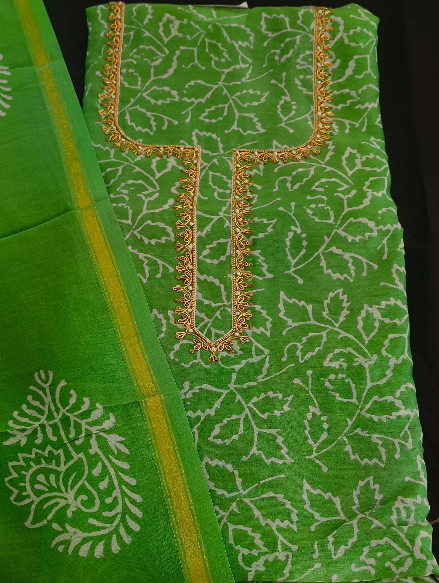 Chanderi material with hand embroidery