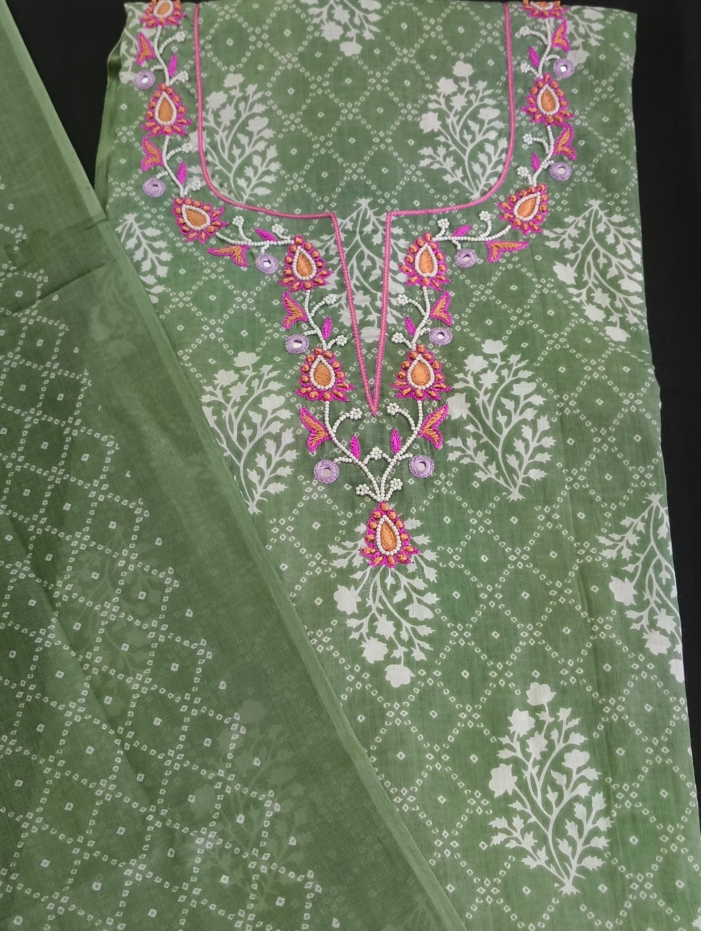 Cotton material with embroidery