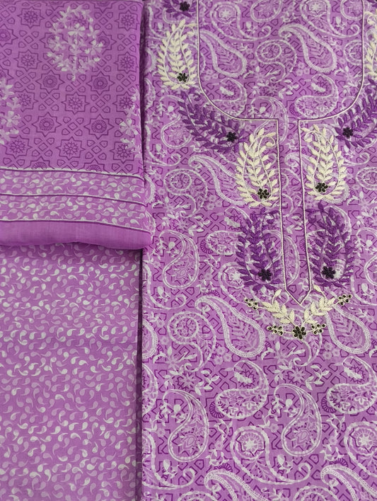 Cotton material with embroidery