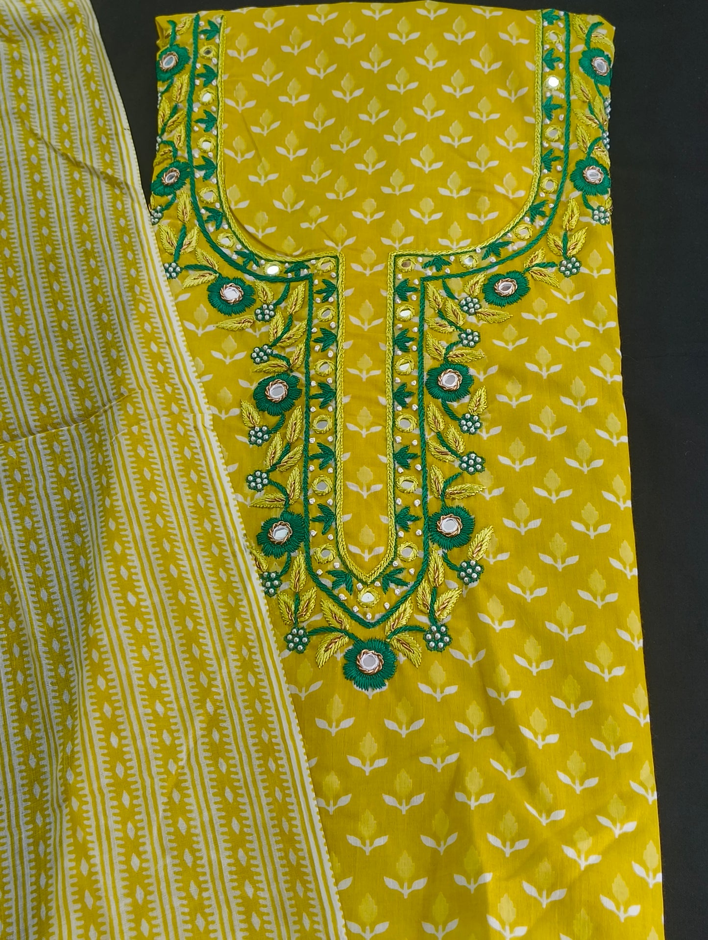 Cotton material with hand embroidery
