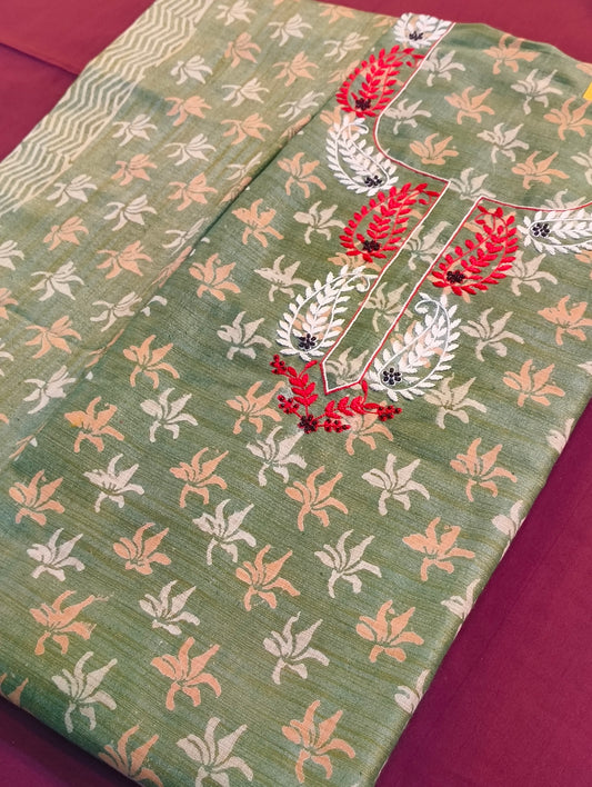 Cotton material with embroidery