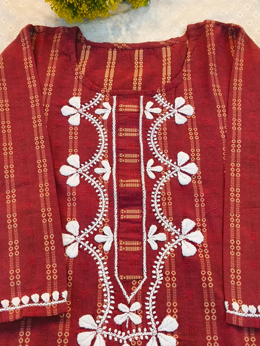 Raw cotton chickenkari kurti