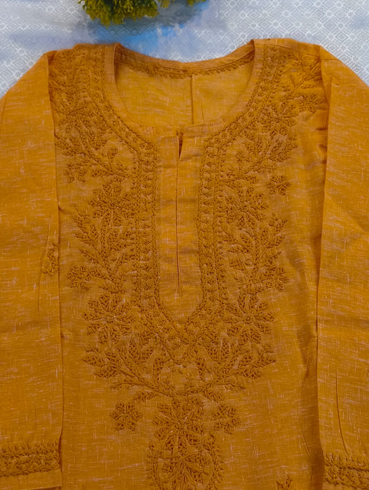 Raw cotton chickenkari kurti