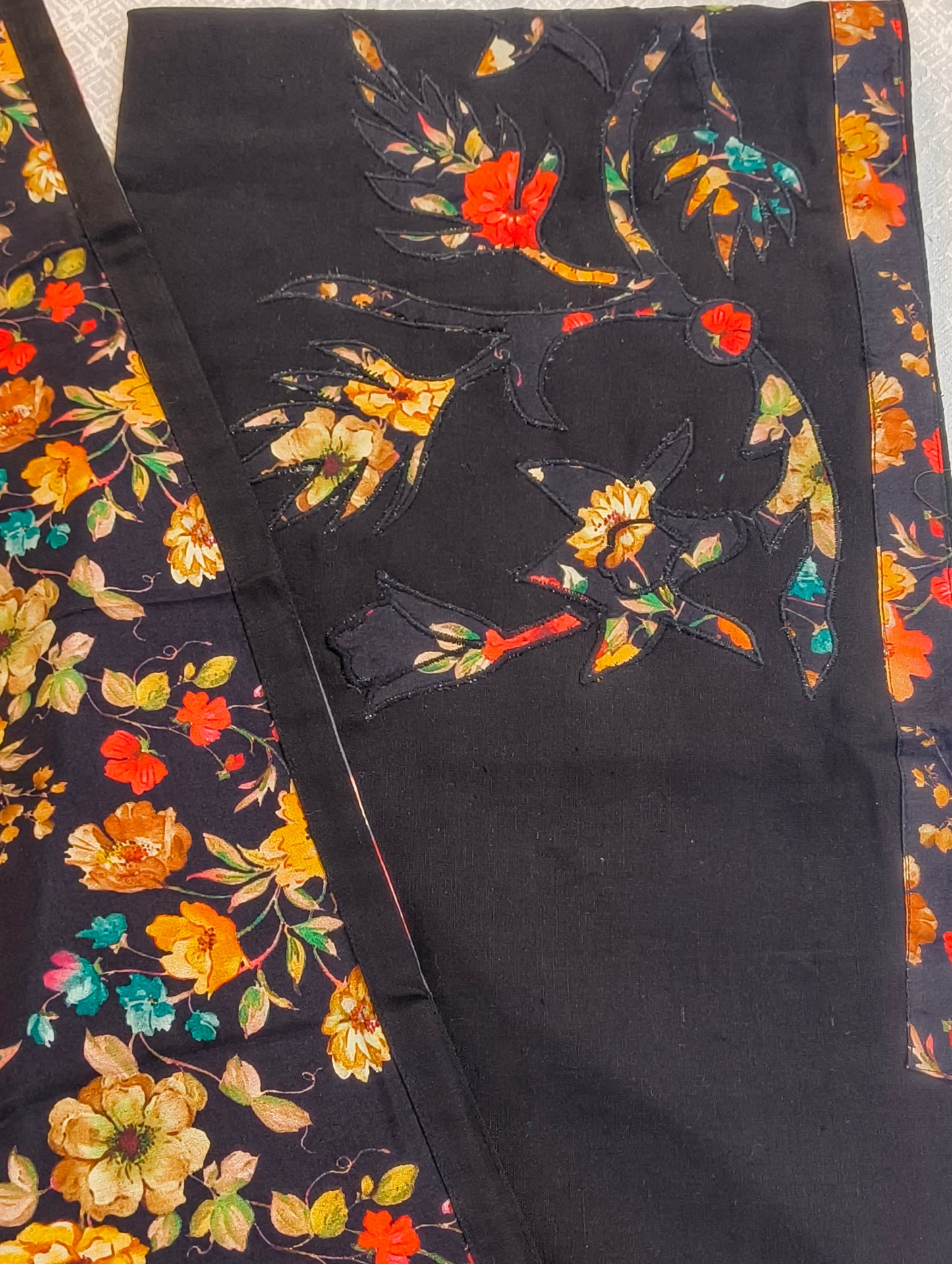 Cotton material with aplic work